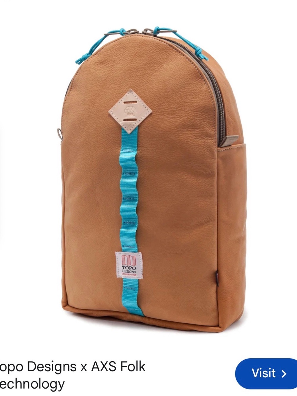 Topo Designs Tan Backpack with Blue Accent - Men’s Bag